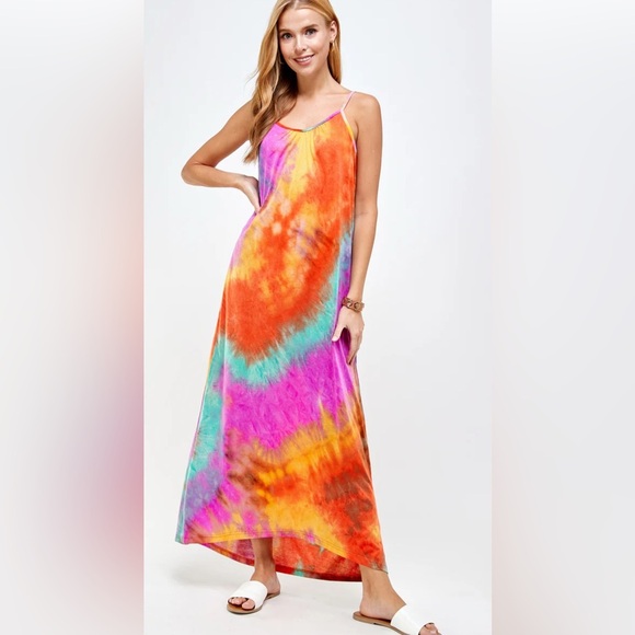 Solution brand Rainbow Tie-Dye Maxi Dress size M - Picture 4 of 5